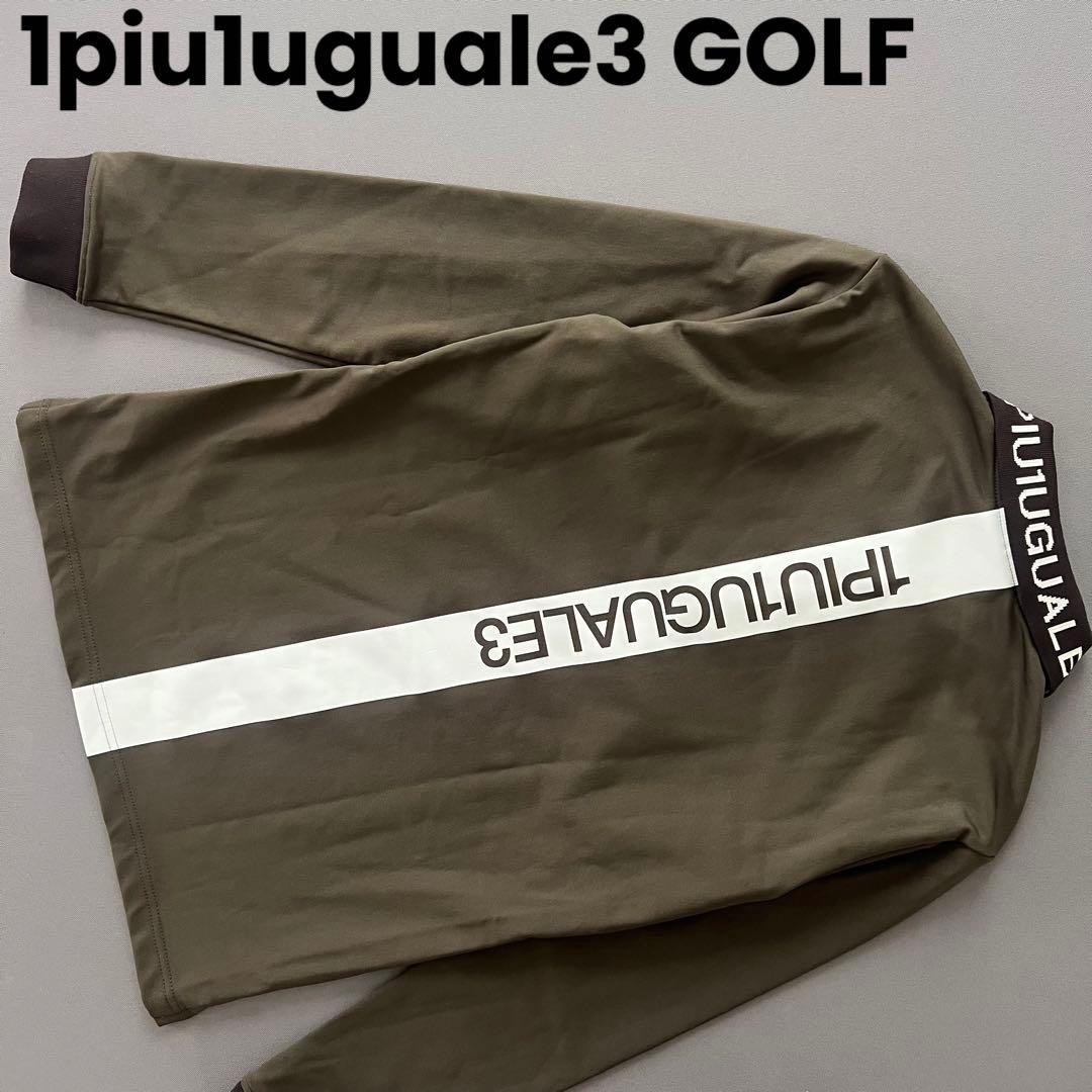 1piu1uguale3GOLF ロゴライン ポロシャツ　長袖　カーキ　メンズ