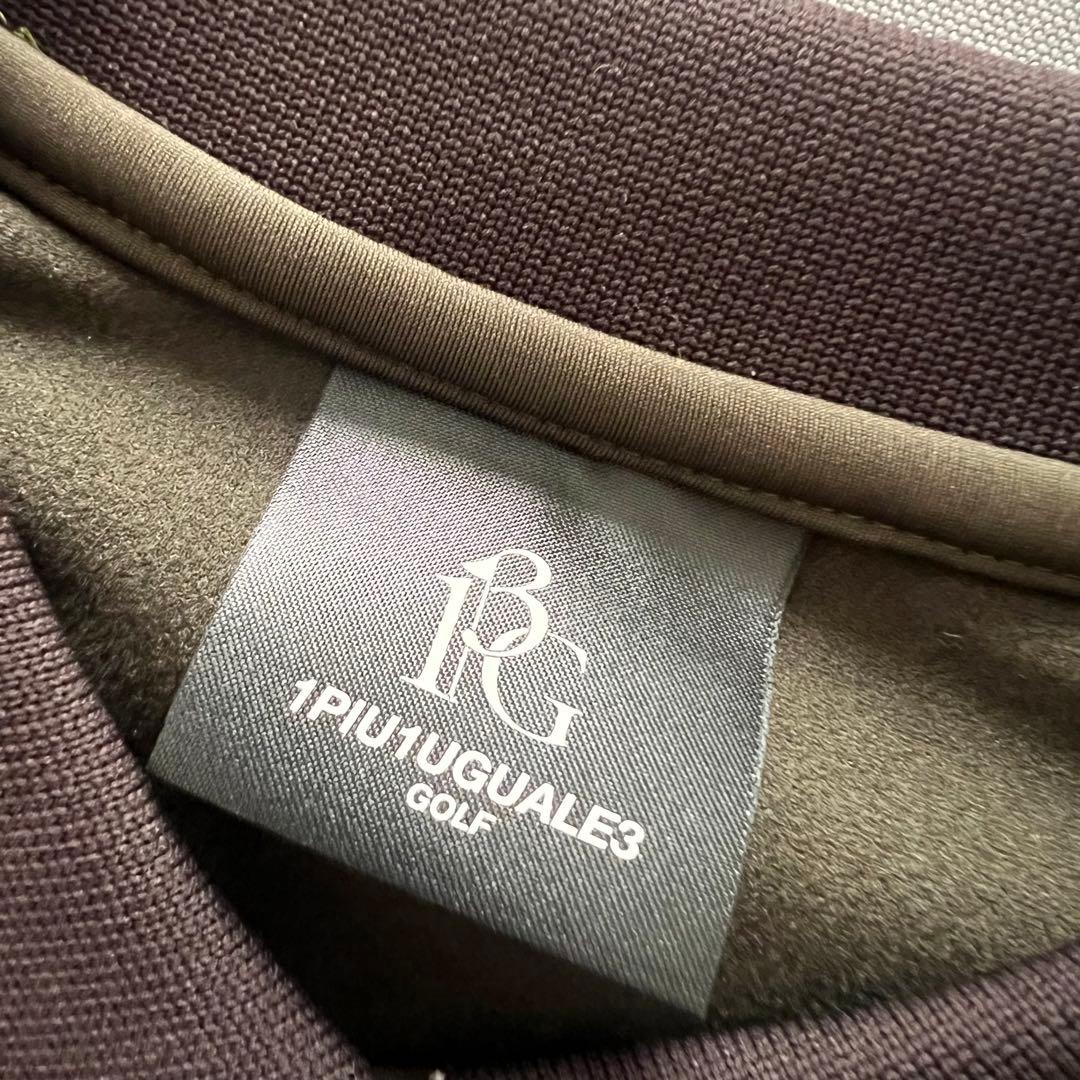 1piu1uguale3GOLF ロゴライン ポロシャツ　長袖　カーキ　メンズ