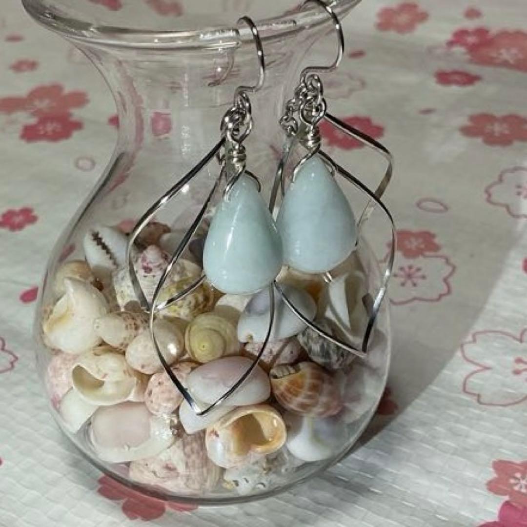 ティアドロップピアス　小滝産翡翠　K14 ゴールドフィルド使用