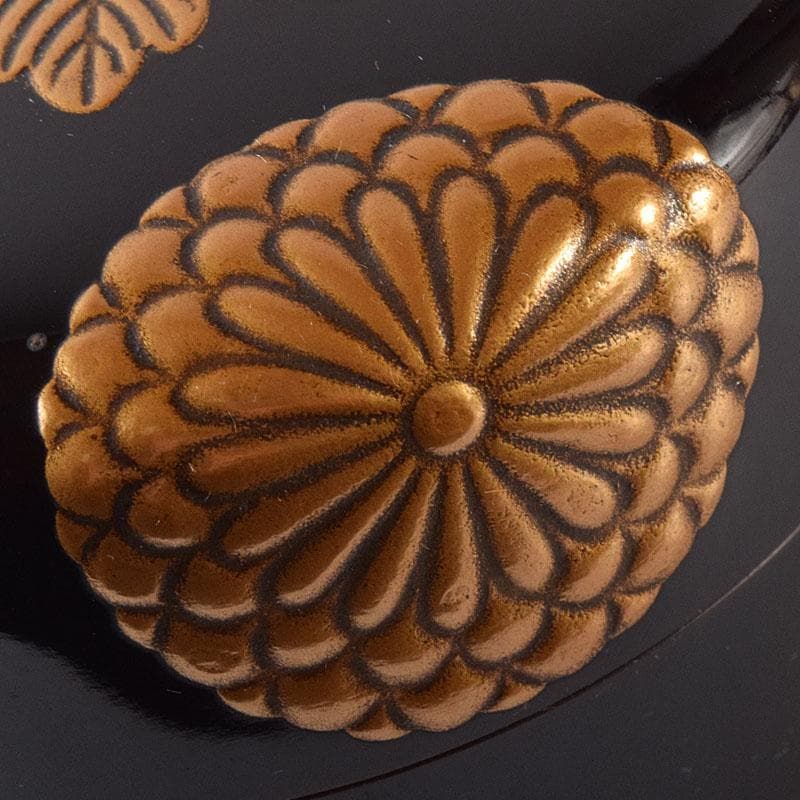 茶道具　黒漆　菊桐蒔絵　棗　仕覆付　時代箱　C　R8623