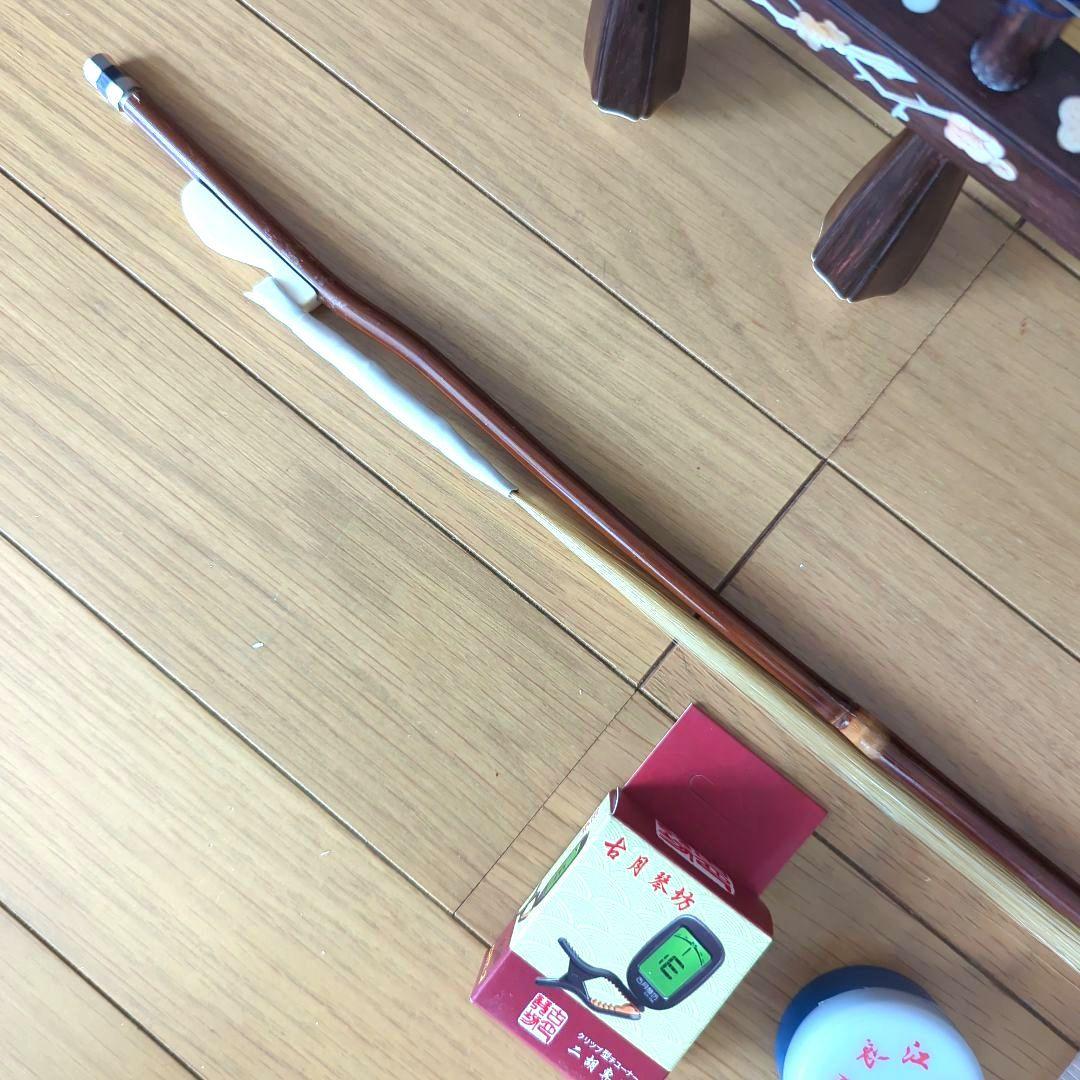 胡涵柔製作 最上級明清老紅木 未使用 螺鈿花 回紋頭 二胡5