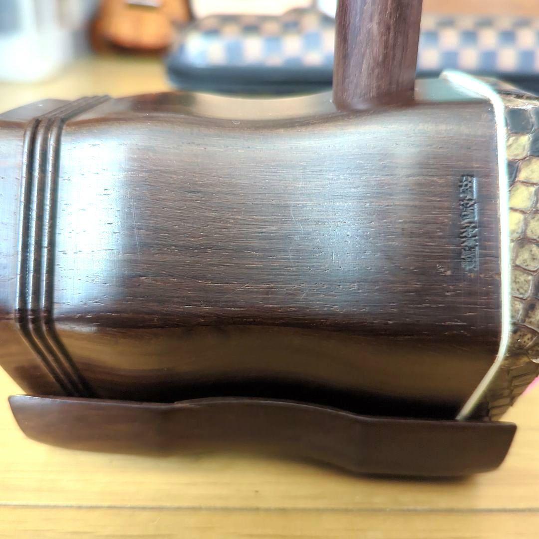 胡涵柔製作 最上級明清老紅木 未使用 螺鈿花 回紋頭 二胡5