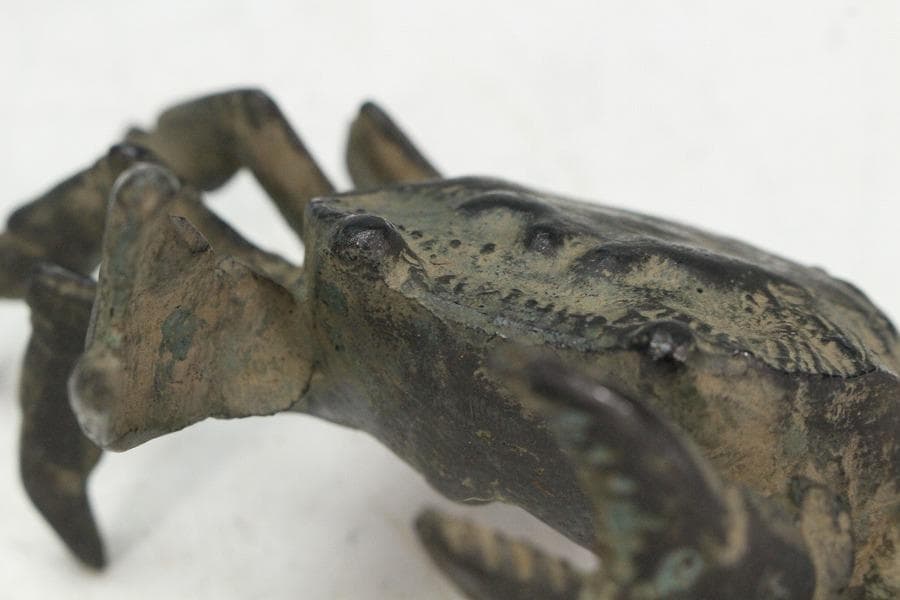 華道 古銅 蟹 飾 置物 三体(K-A987)