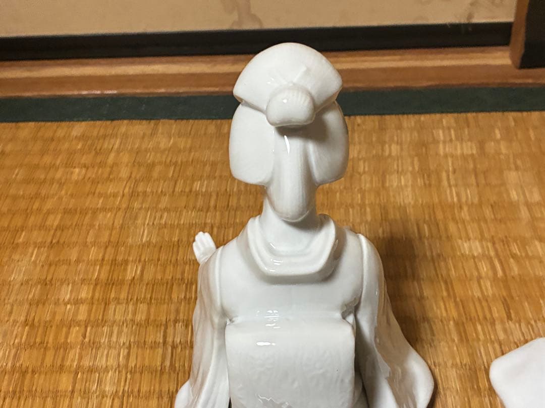 白磁 琴引き 和装 着物 乙女 女人像 揃い 三体揃い 時代物 古伊万里 出石焼