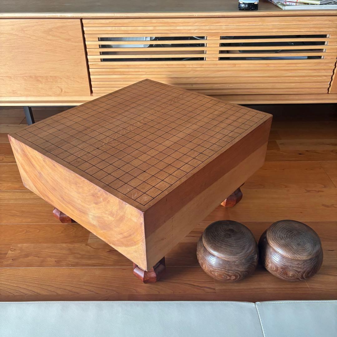 天然木 碁盤セット 蛤白147・黒184 本格仕様 盤裏ヘソ付