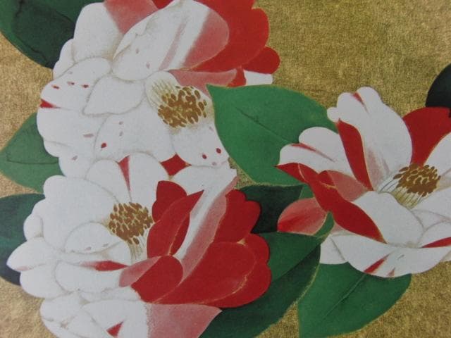 山口蓬春、【椿】、希少な大判額装用画集より、新品高級額装付、豪華限定版