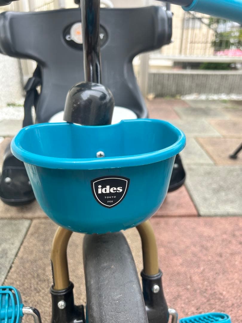 ides 三輪車 青色 前カゴ付き