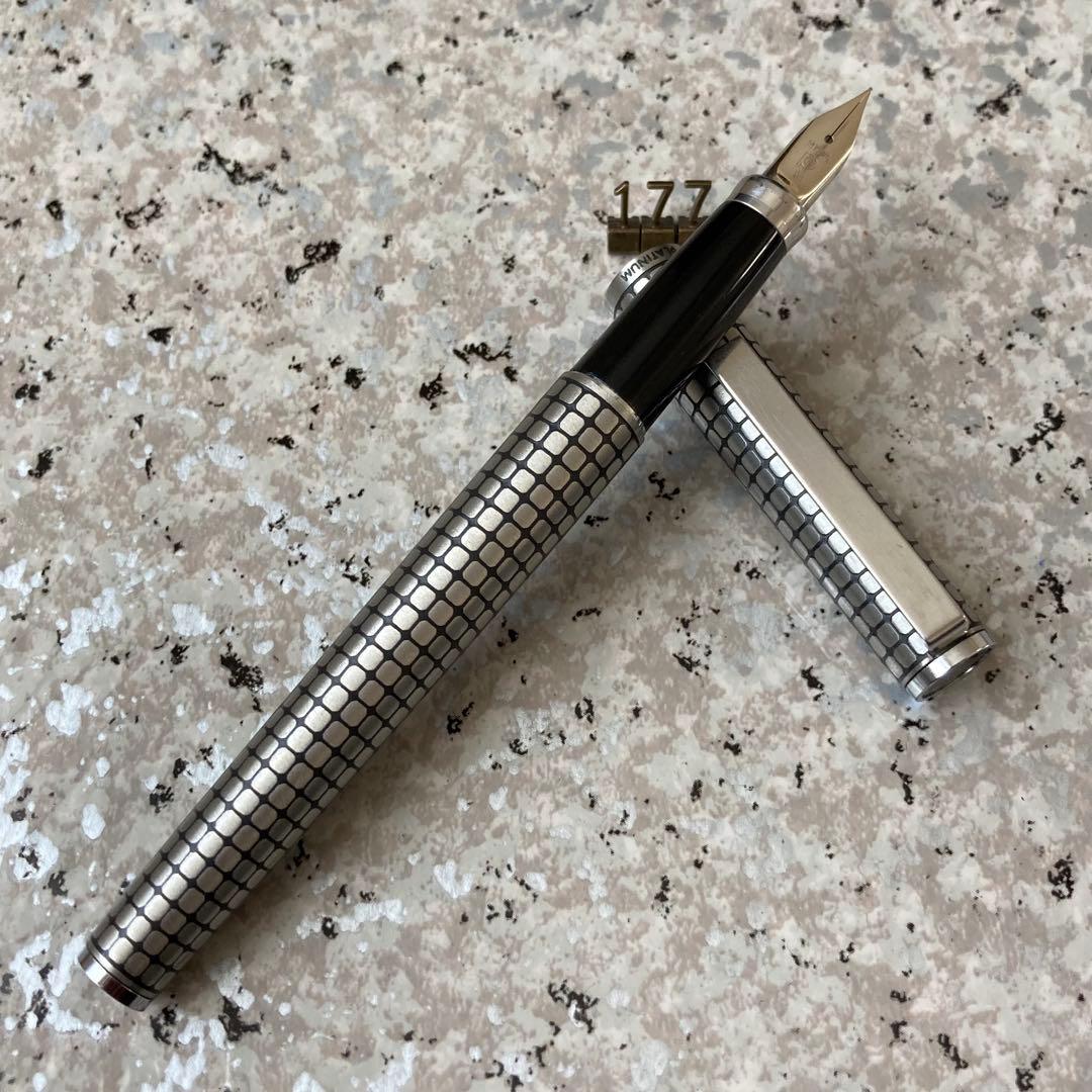 #177 オーバーホール済み 万年筆 PLATINUM 蝕刻 14k WG
