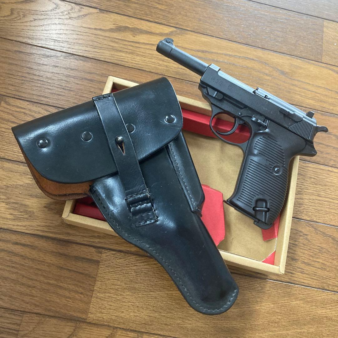 【本革ホルスター付き】MARUZEN ワルサーP38 ガスガン 箱あり