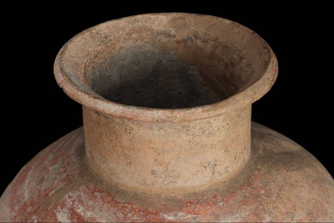 【希少・時代物】古代バンチェン発掘 彩文土器 タ イ古陶 高さ34cm 木箱付