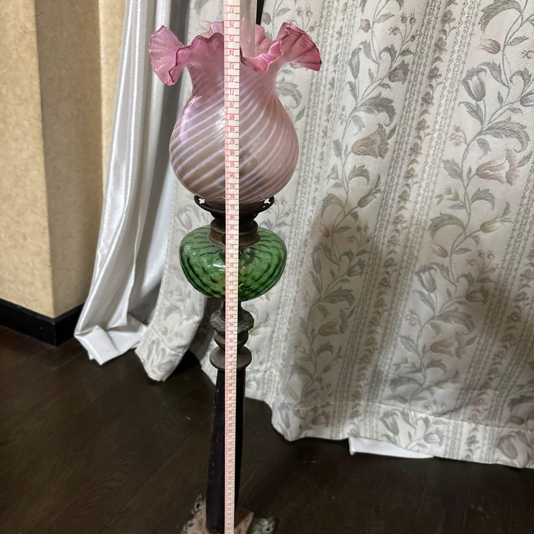 アンティークランプ ピンクガラスシェード