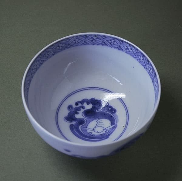 古伊万里染付 波兎の図 大振蓋付椀