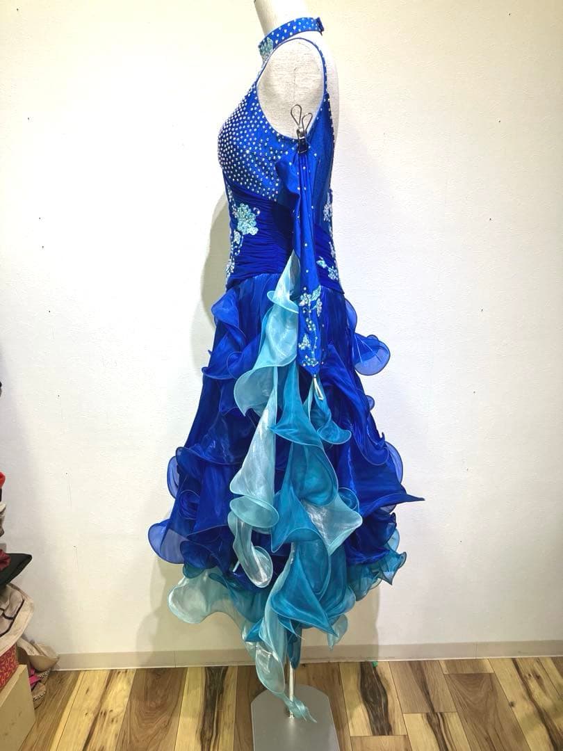 社交ダンス　モダンドレス　スタンダードドレス　ブルー