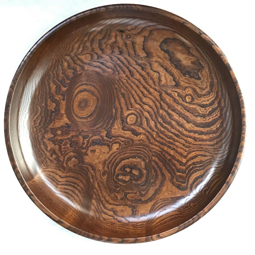 茶道具　菓子器　神代欅菓子盆　木工作家　榮一作　共箱　S284KB