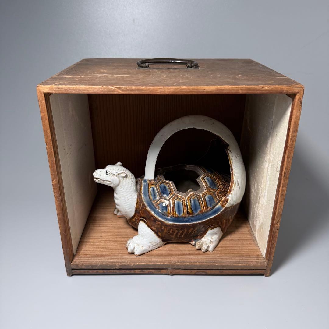 古伊万里　平戸焼　玄武形水注　江戸後期　箱付　オブジェ　愛らしい表情