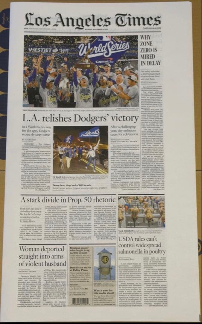 \"数々の伝説を生み出した\"ドジャース 『ワールドシリーズ優勝記念号】額縁入り