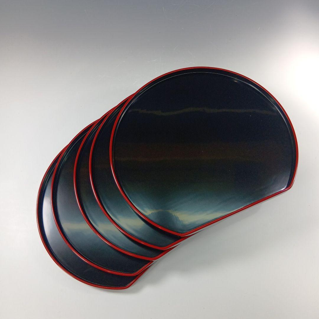 値下げ輪島塗　光栄堂　半月盆5枚　共箱