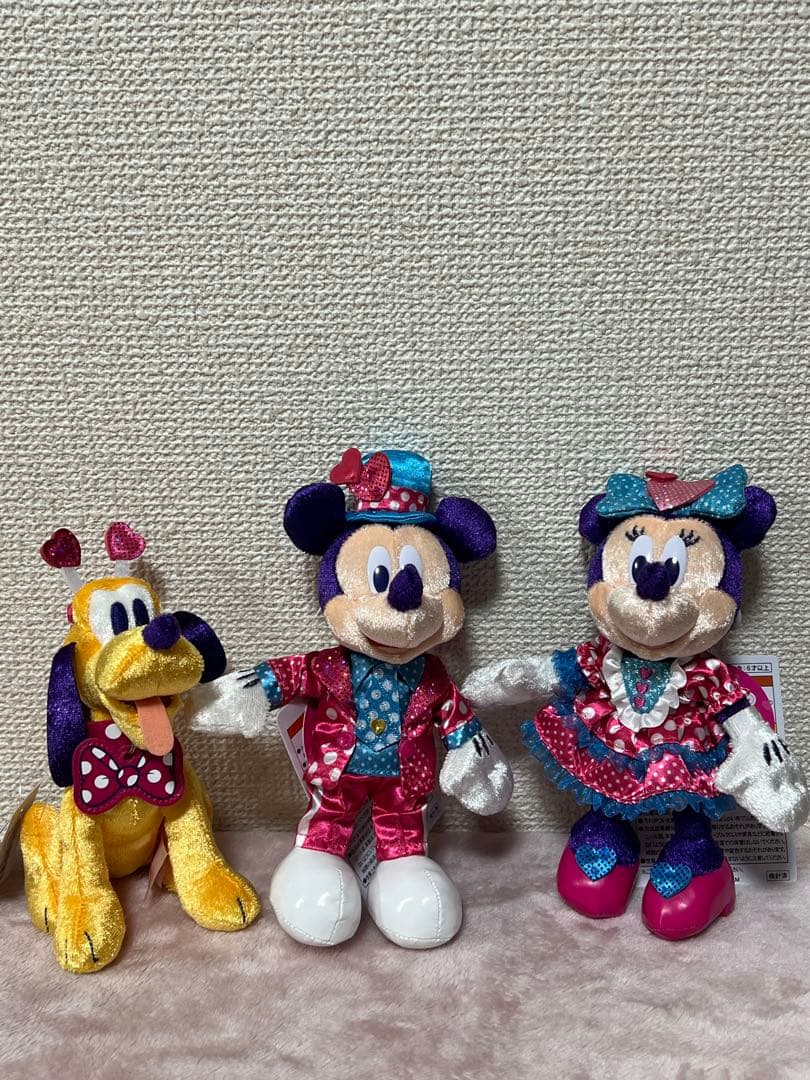 3点セットミニーパルパルーザミニパルぬいぐるみバッジ ミッキー ミニー プルート