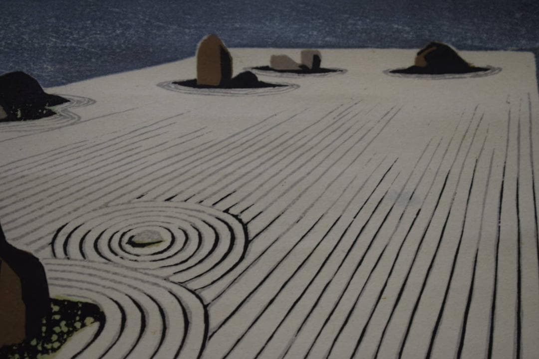 複製/tadashi.N/龍安寺/庭園図/京都/石/風景/布袋屋掛軸HJ-699