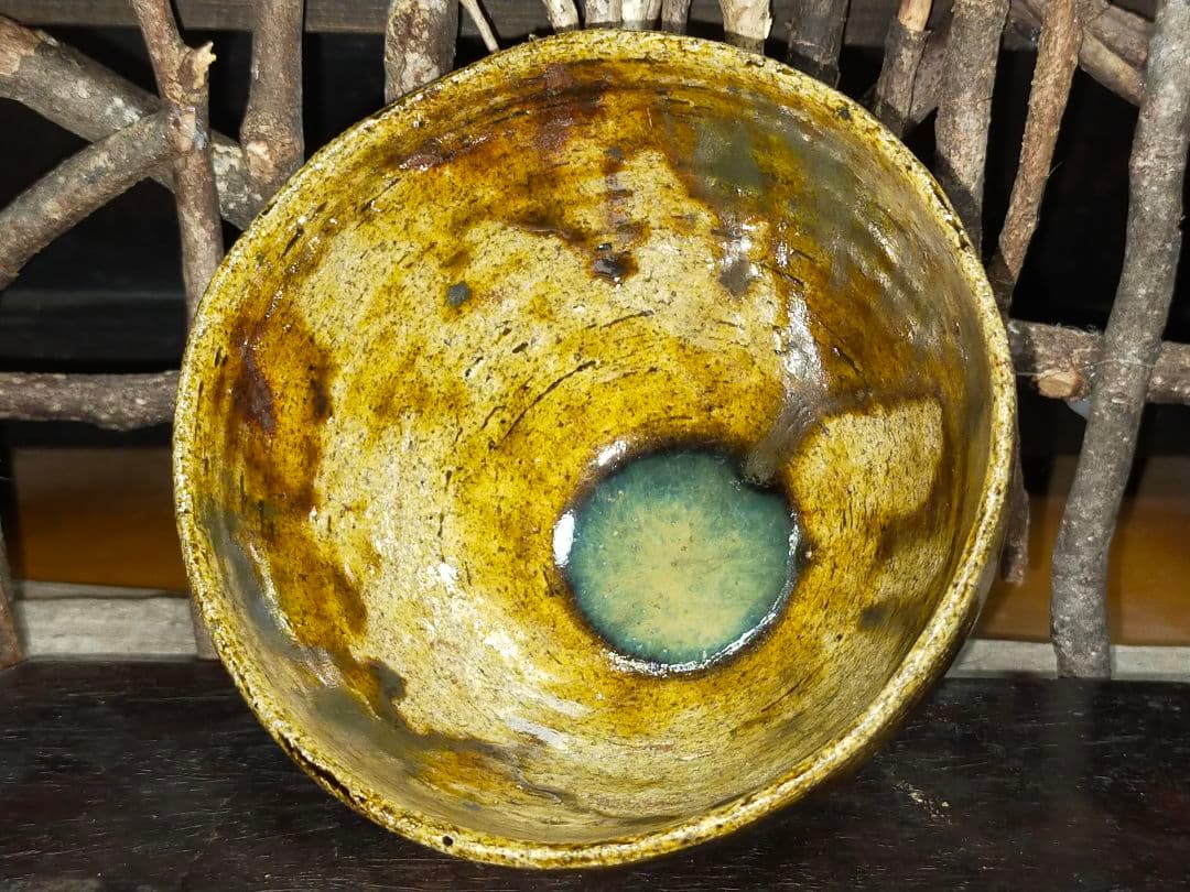 ♥☆彡　骨董　美濃焼　黄瀬戸　茶碗　無銘　骨董　古玩　中国　アンティーク