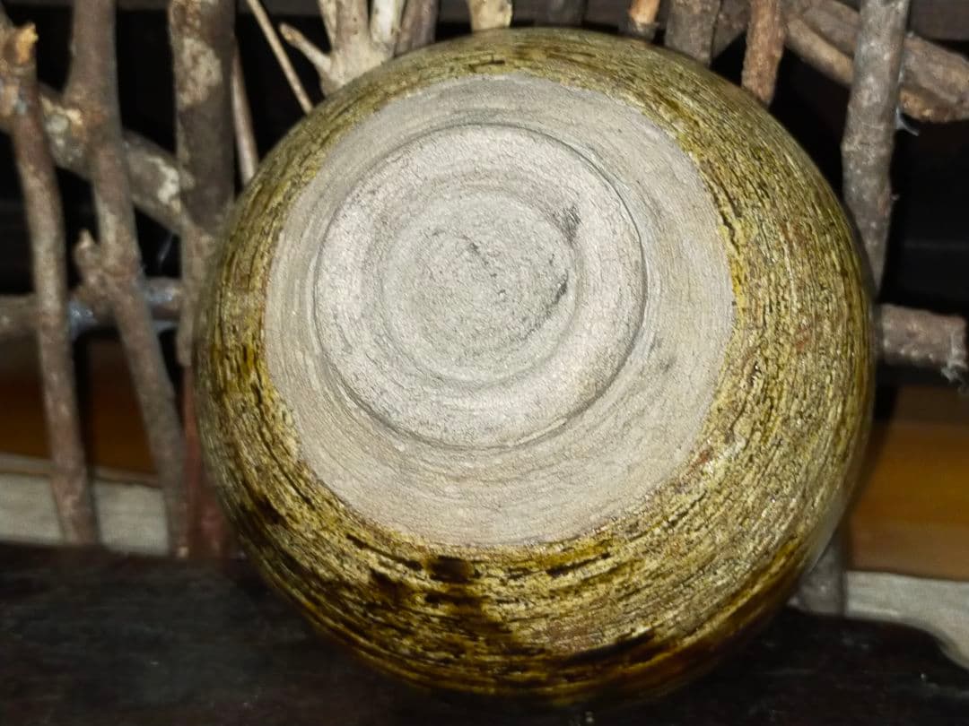 ♥☆彡　骨董　美濃焼　黄瀬戸　茶碗　無銘　骨董　古玩　中国　アンティーク