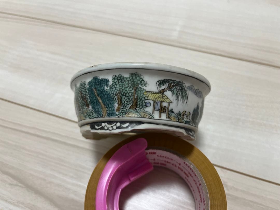 盆栽鉢　絵鉢　染付鉢　ミニ鉢　勝山落款