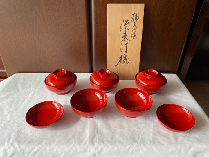 輪島塗 朱塗り 吸物椀５客