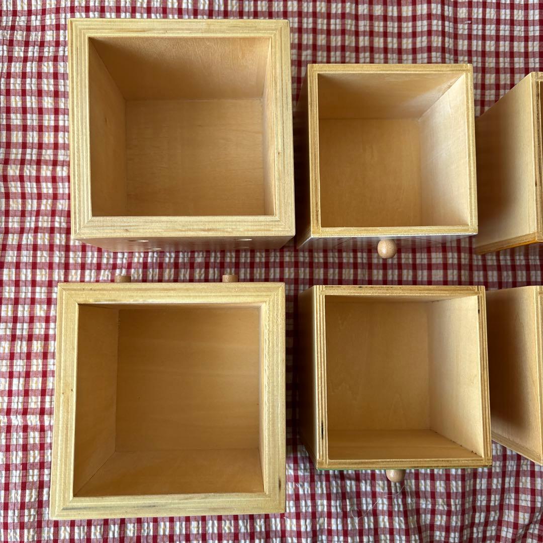 どこでもいっしょ 木製 引き出し小物入れ 4個 当時物　スタッキング　レトロ