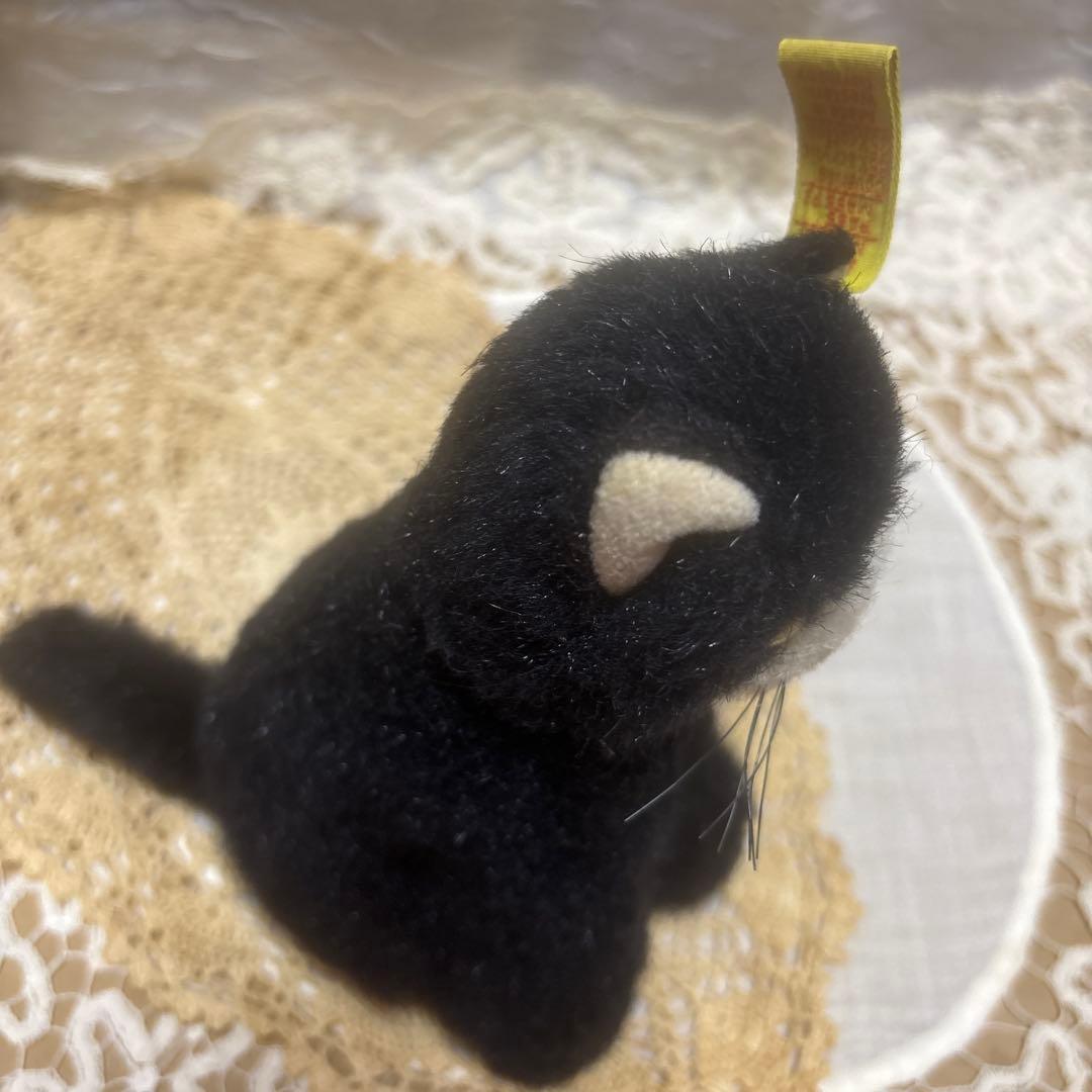 ヴィンテージ シュタイフ　黒猫　steiff ネコ
