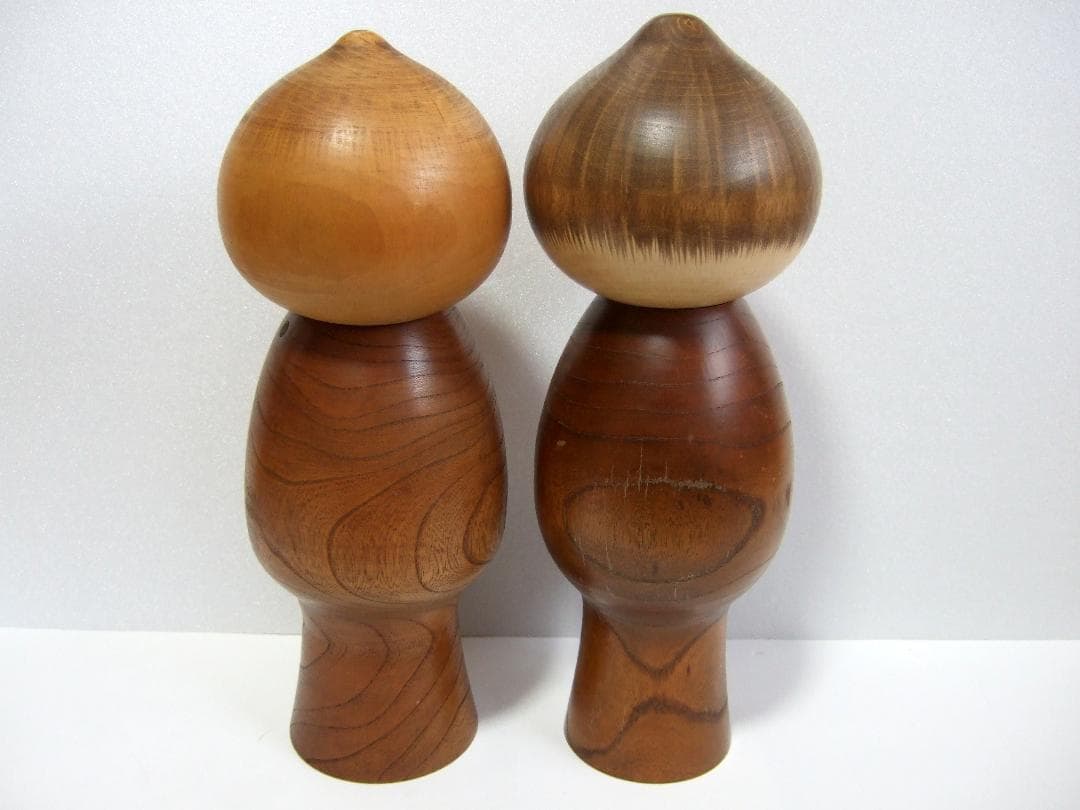 創作こけし 渡辺正雄「無心」高さ36cm 37cm 2体まとめて Kokeshi