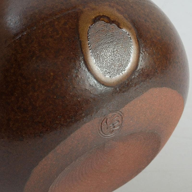 茶道具　笹田（平安）仁史作　大名物　國司茄子写　茶入　共箱　V　9327