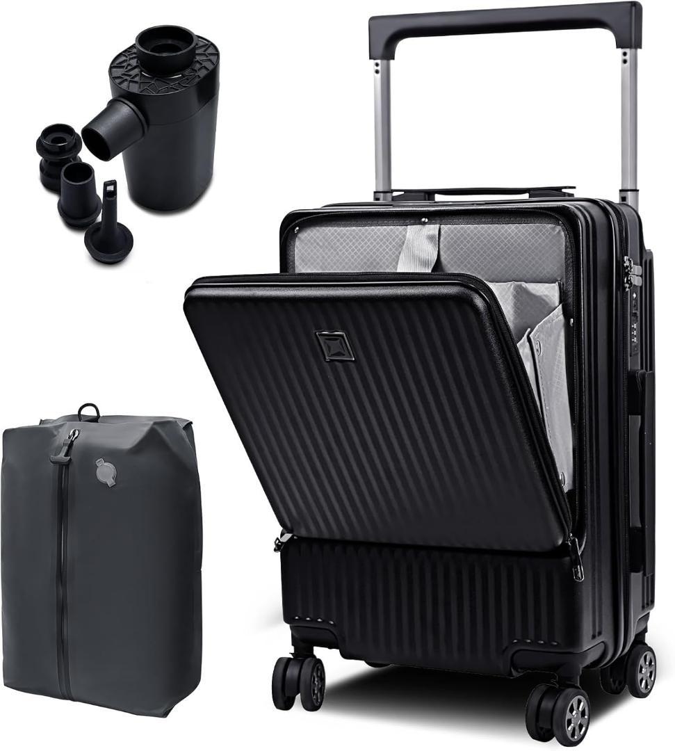 スーツケース 機内持込 42L 真空圧縮袋付 電動ポンプ付 ブラック