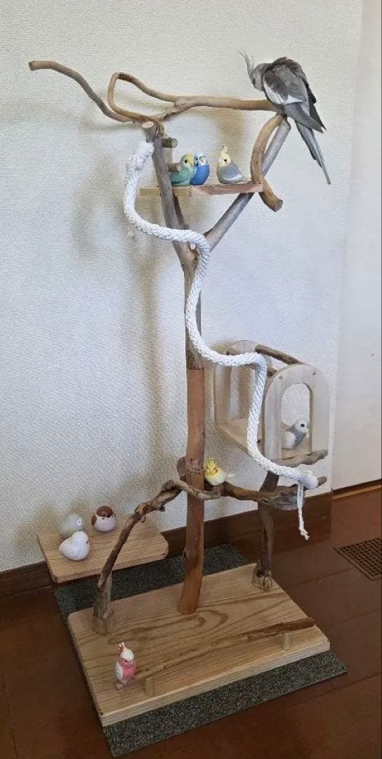 レア枝　バードアスレチック　3way　小型、中型用　流木　ハンドメイド