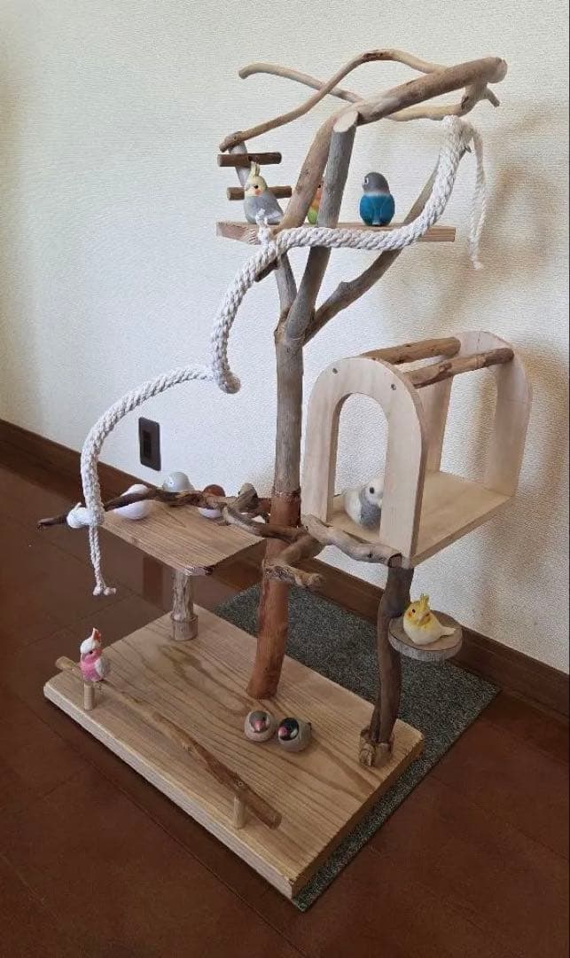 レア枝　バードアスレチック　3way　小型、中型用　流木　ハンドメイド