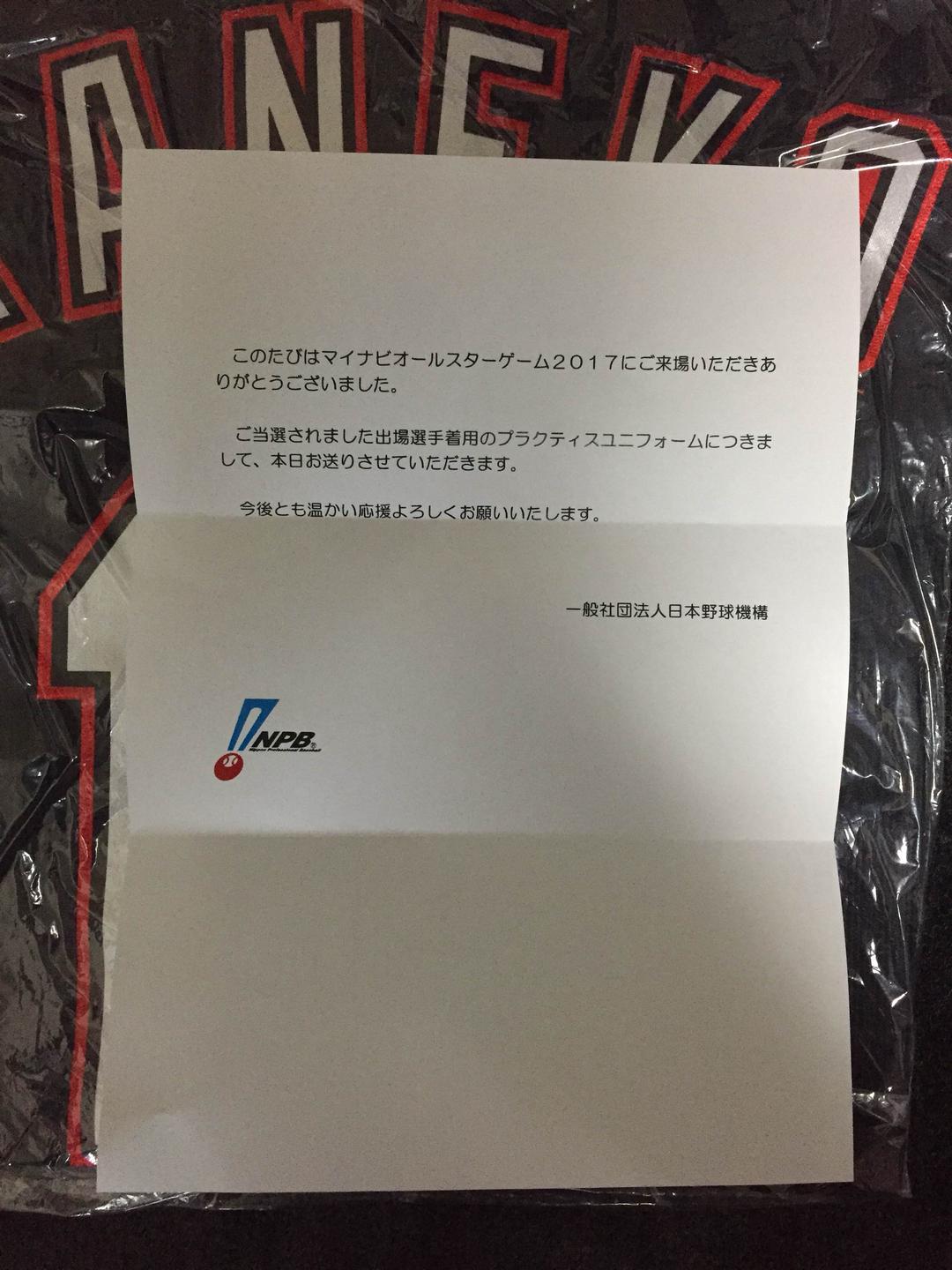 【抽選品、選手着用】金子千尋 オールスター2017 ユニフォーム