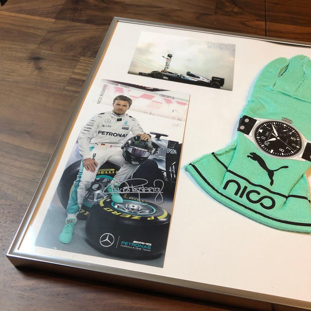 ニコ・ロズベルグ レーシンググローブ&ドライバーズカード&フォト 額装品