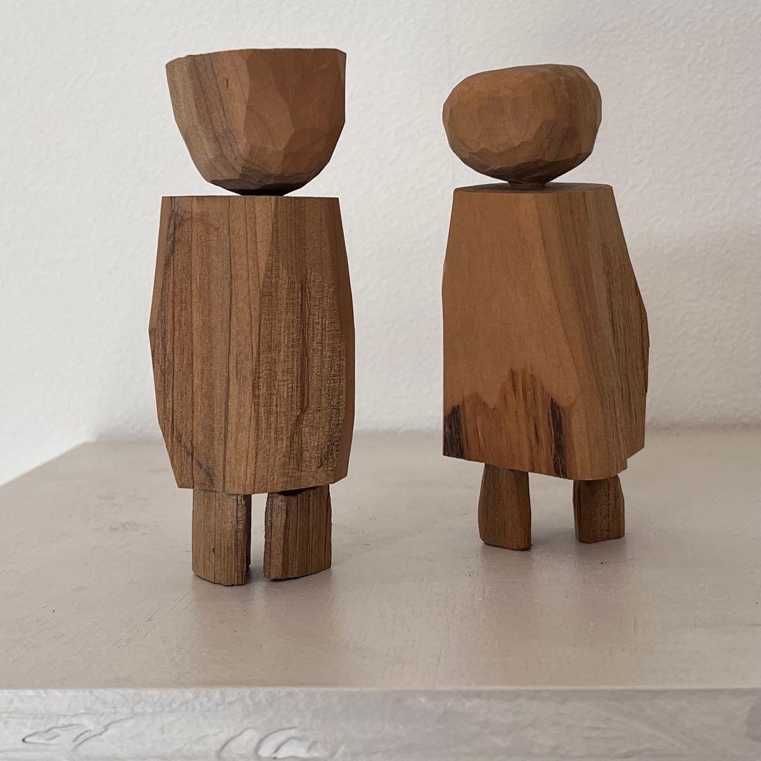 民藝　工芸品　オブジェ　木彫り 手彫り 抽象的な人