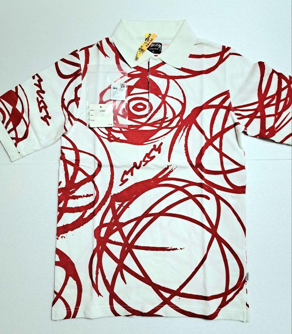 【ゴルフ・S】Stüssy × FL アトミックリング ポロシャツ 白×赤