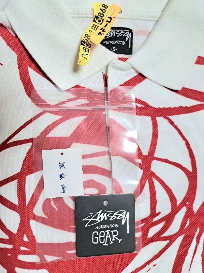 【ゴルフ・S】Stüssy × FL アトミックリング ポロシャツ 白×赤