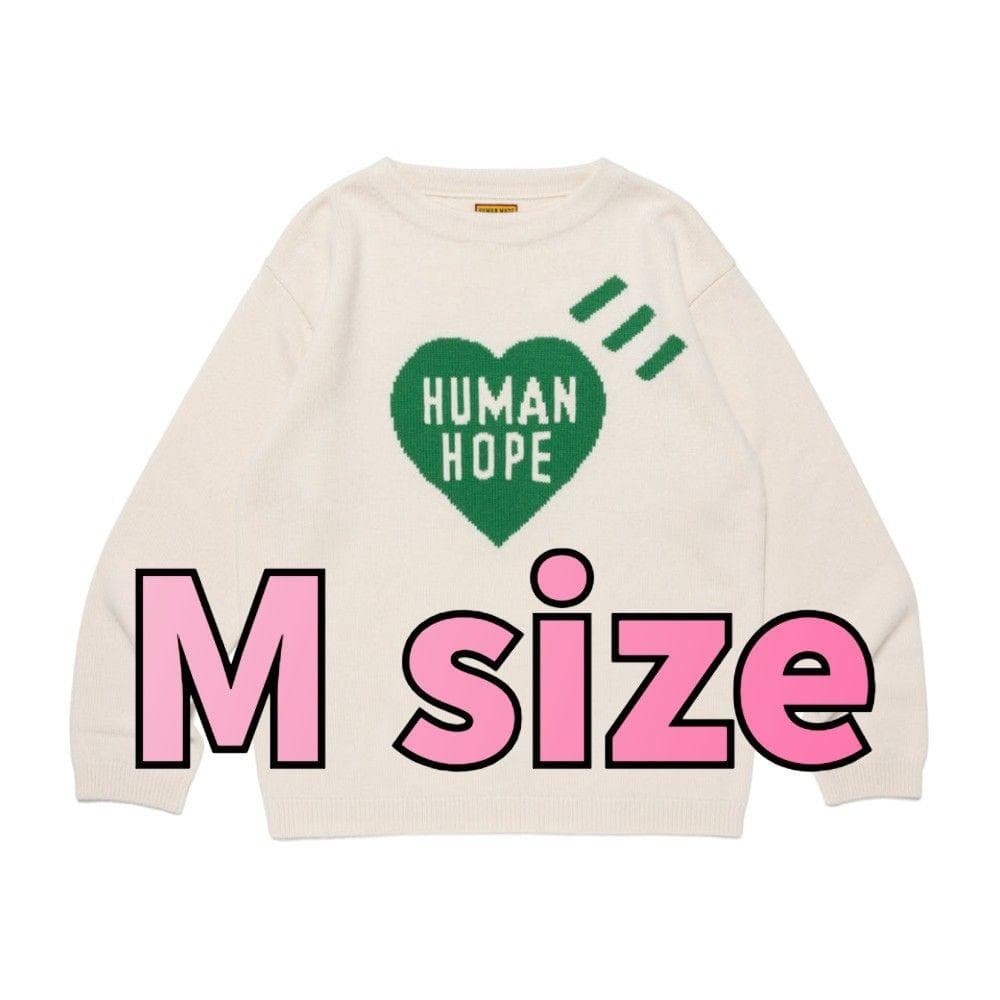 HUMAN HOPE HEART KNIT SWEATER WHITE Mサイズ