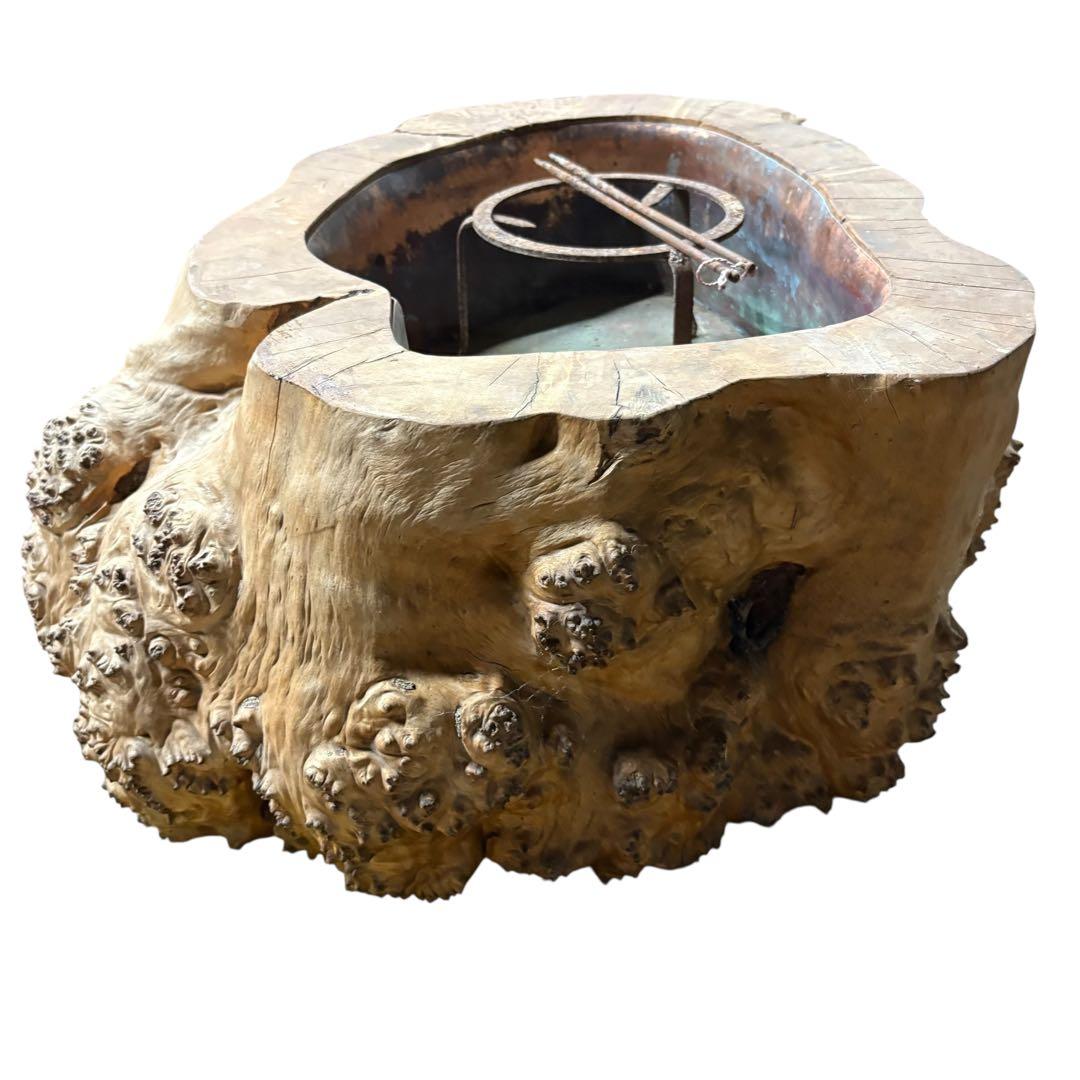 瘤　火鉢　希少　高級　古家具　輪切り　囲炉裏