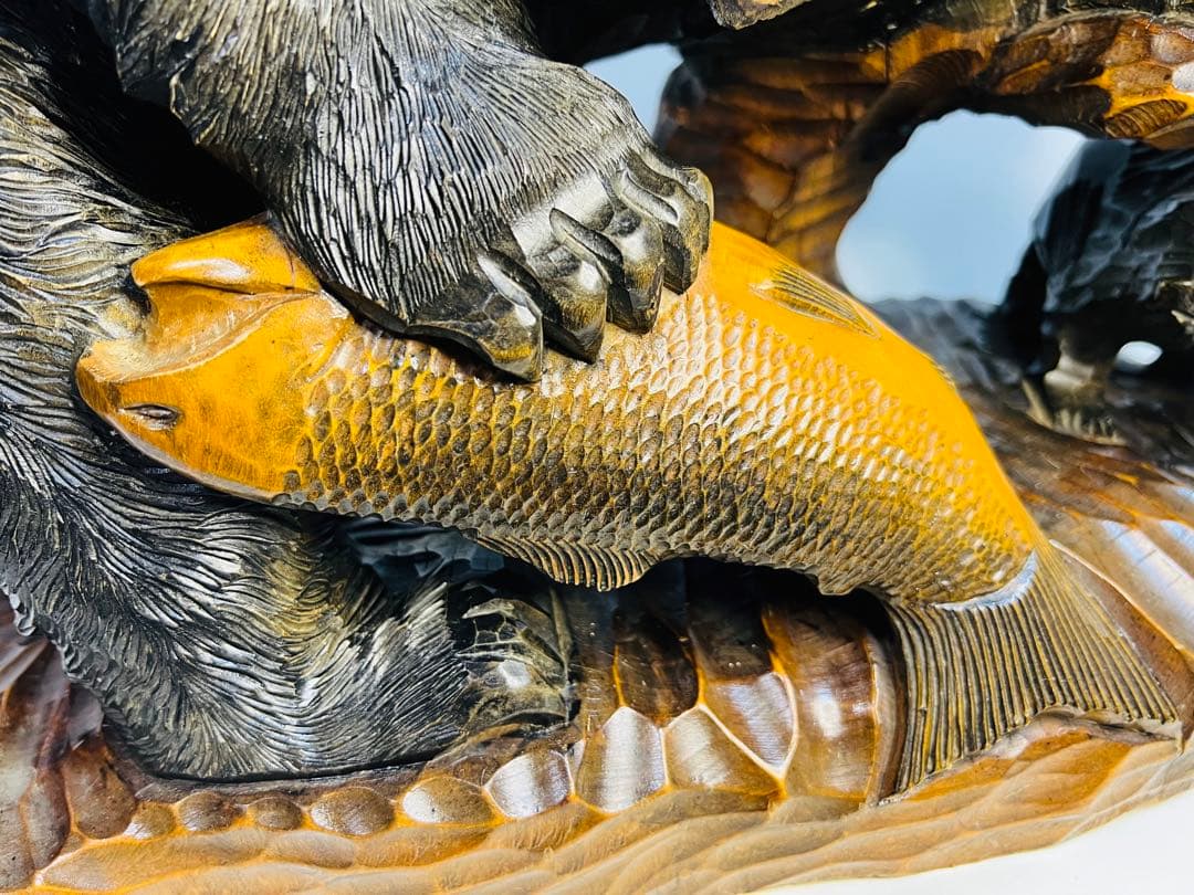 木彫りの熊　アンティーク　置物　民芸品　親子熊