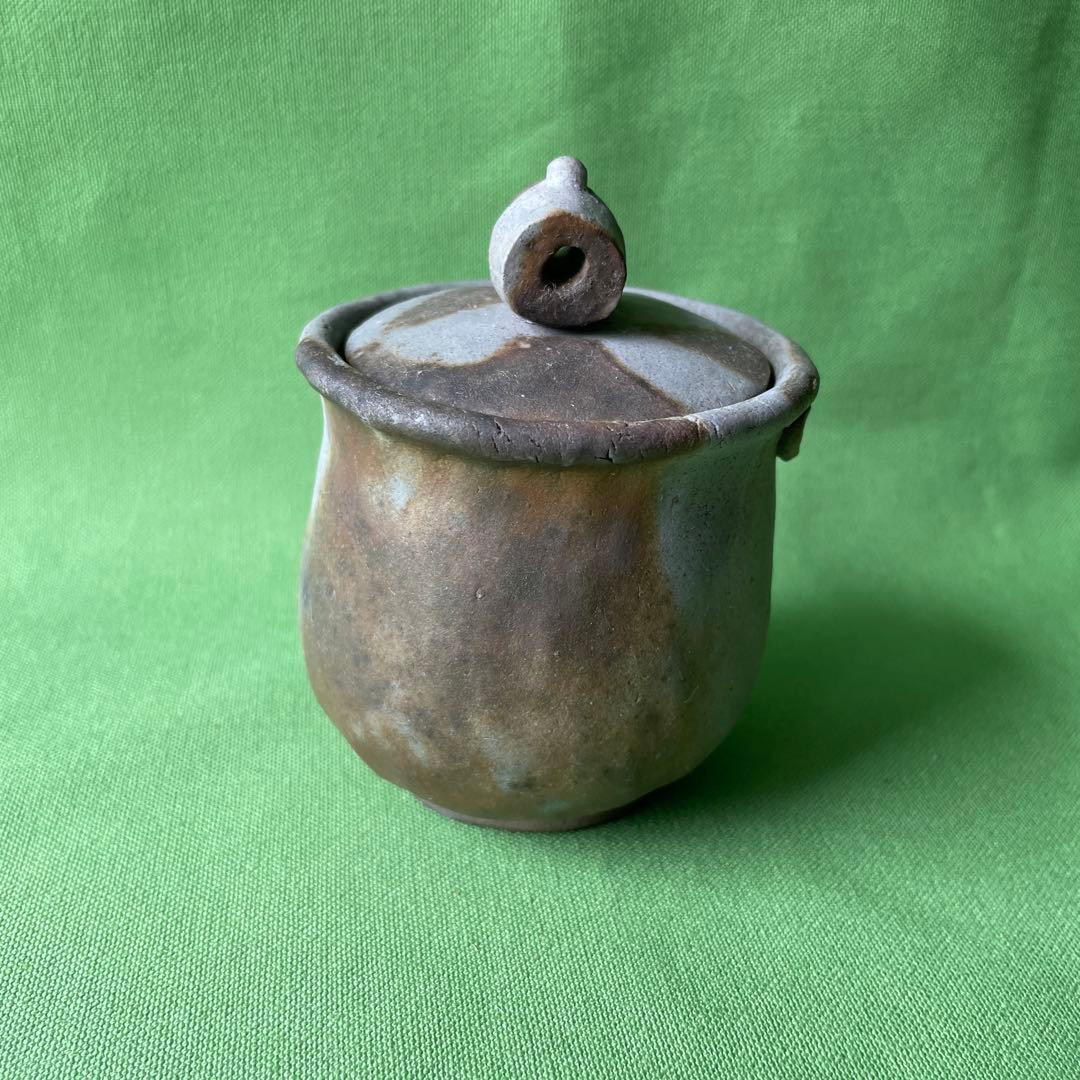 備前焼手びねり 宝瓶 竹摘み さんぎり①