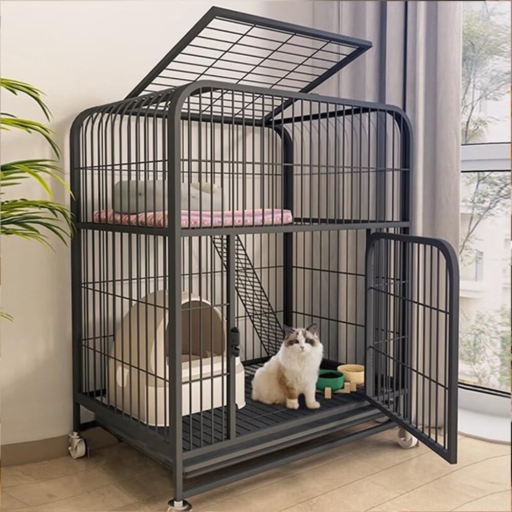 ブラック　猫ケージ 猫用ケージ 78x55x100CM　ペットケージ　ケージ