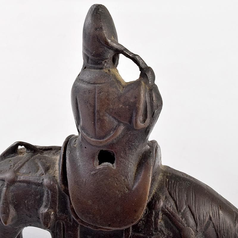 中国　古銅宣徳銅　馬に寿老人　のったり香炉　V　R5033