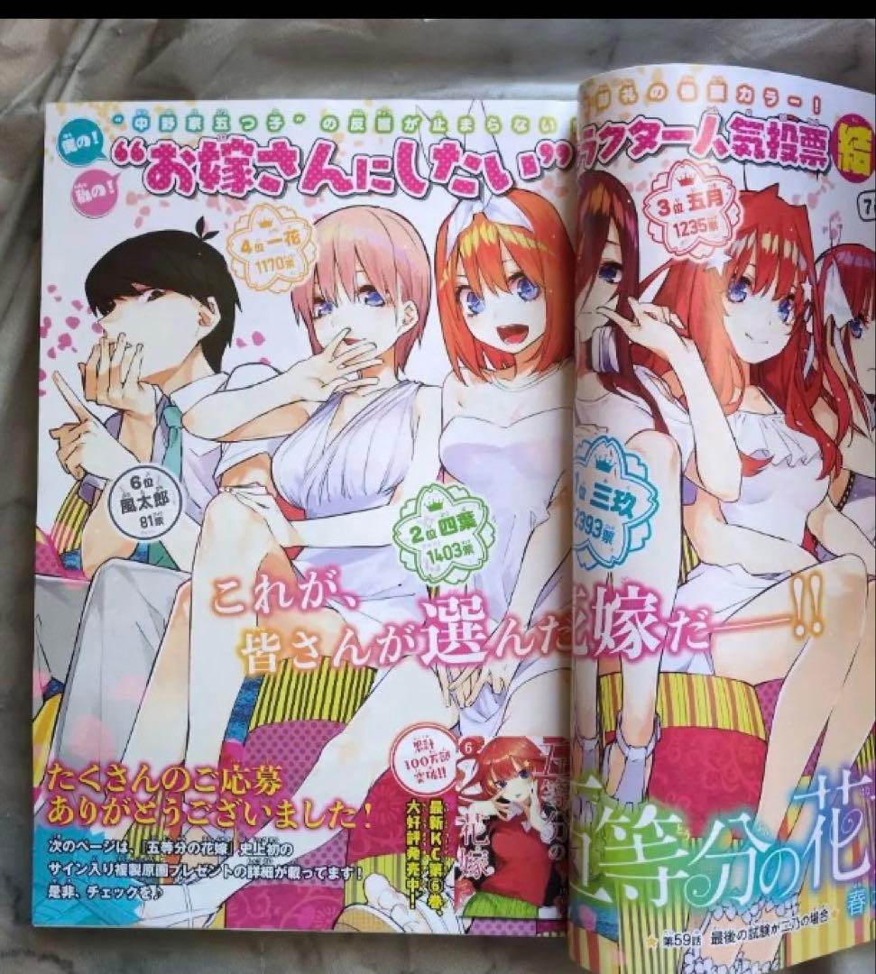 五等分の花嫁　週刊少年マガジン　50名限定　サイン入り複製原画