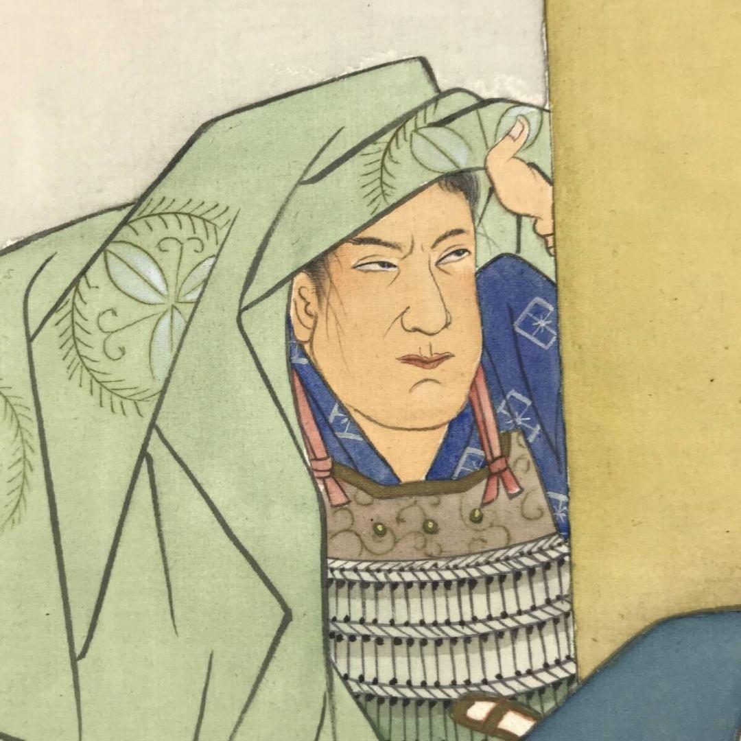 真作/栖雲/曾我兄弟の仇討ち/人物図/武者絵/掛軸/名家伝来/AK-777