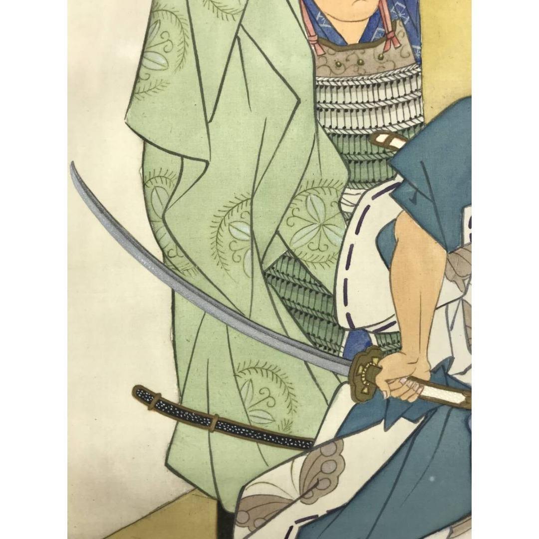 真作/栖雲/曾我兄弟の仇討ち/人物図/武者絵/掛軸/名家伝来/AK-777