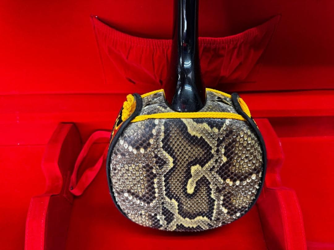 琉球 沖縄 三線 希少本蛇皮張 アルミハードケース 付属品多数