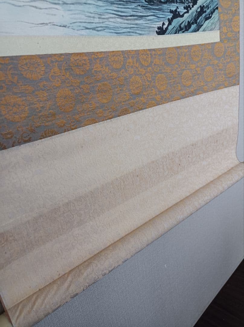 レア おもてなし 軸 絵 龍脈 金運 山水 滝 中国風水 美術 骨董 インテリア